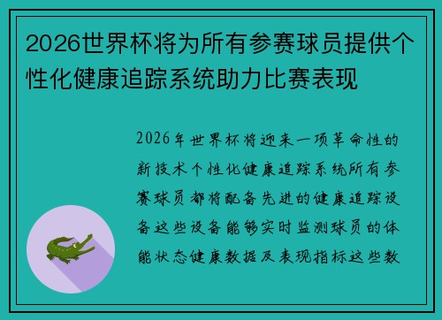 2026世界杯将为所有参赛球员提供个性化健康追踪系统助力比赛表现